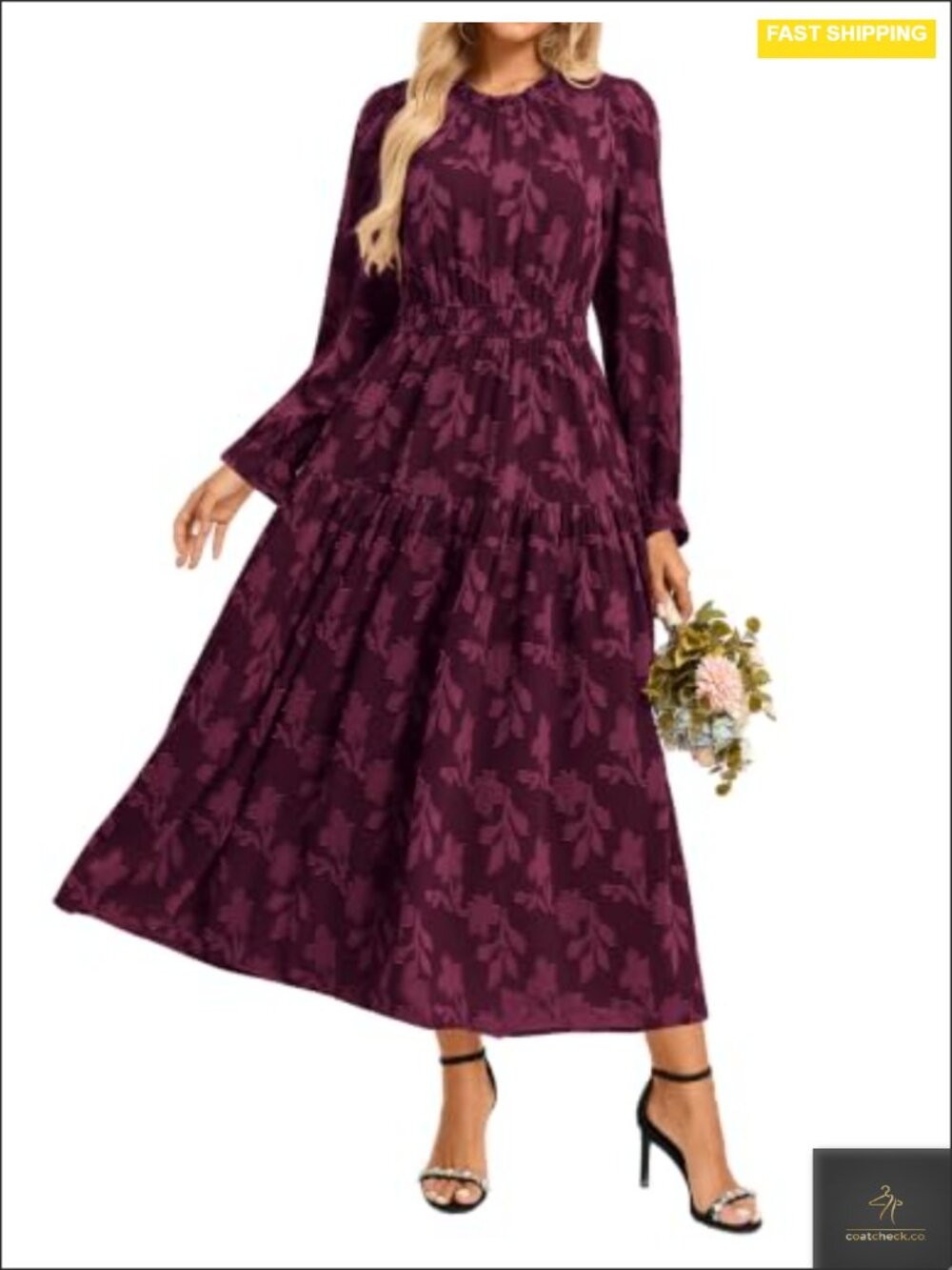 Long Sleeve Floral Midi Dress with Pockets